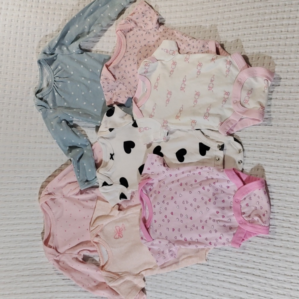 Newborn Infant Baby Carter's & Wonder Nation Girls Onesies Bundle Lot